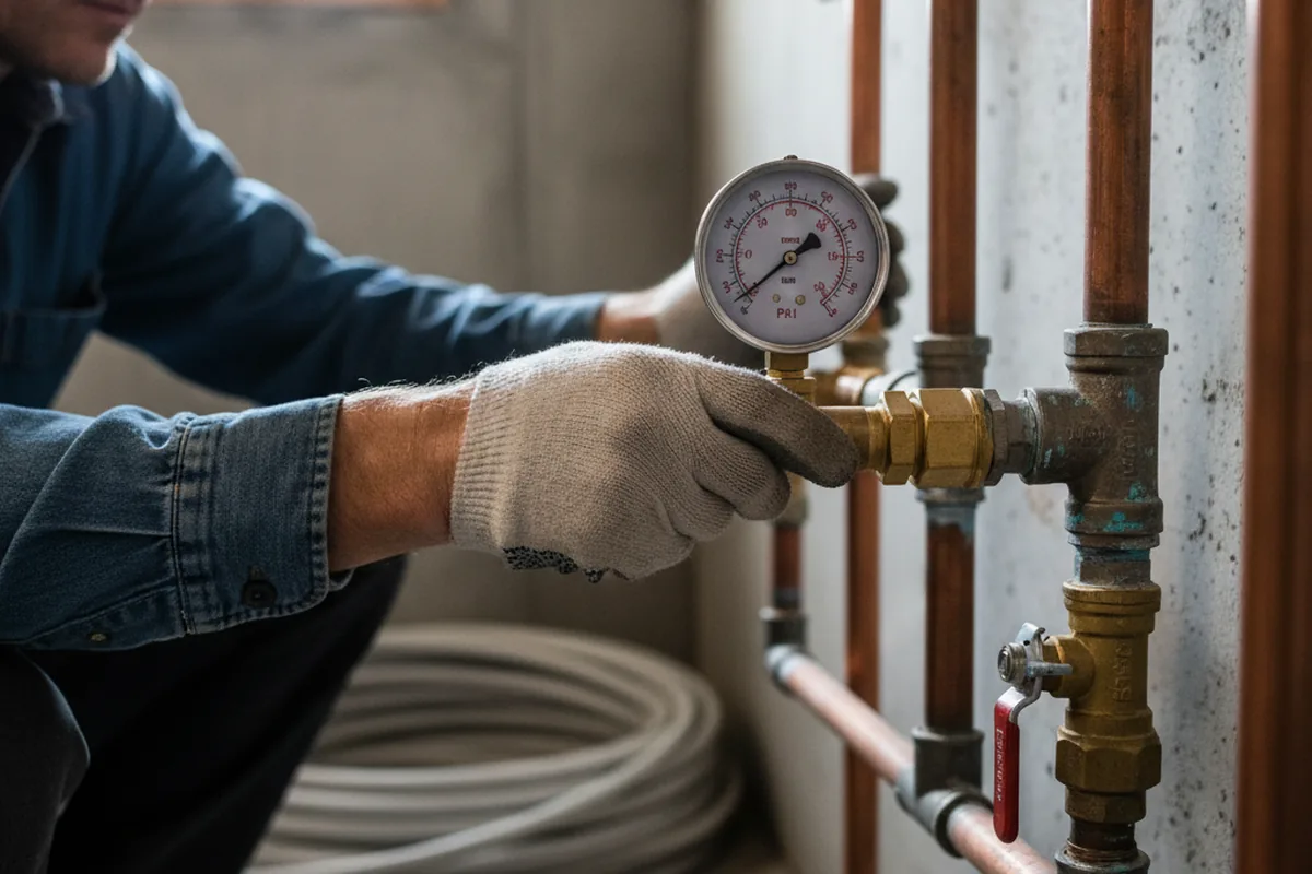 Pressure testing a repaired line during Water Line Repair in Tracy